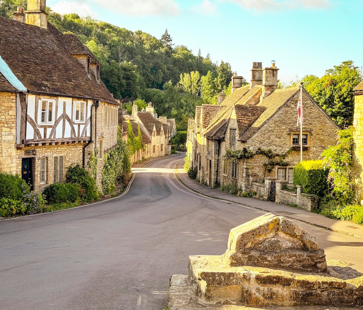 Castle Combe village aerial view